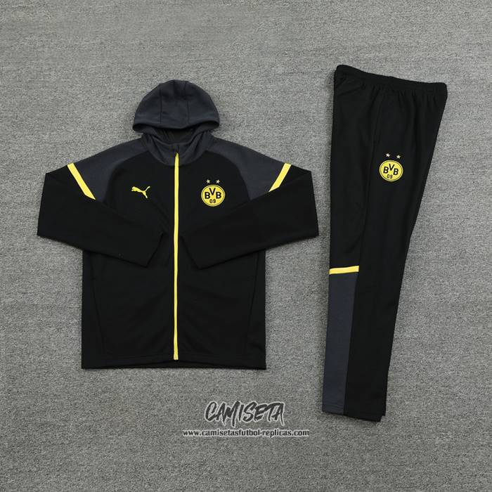 Chandal con Capucha del Borussia Dortmund 2024-2025 Negro